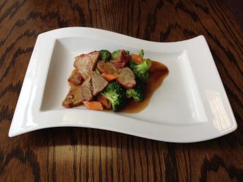 Roast Pork with Broccoli Spears & Oyster Sauce